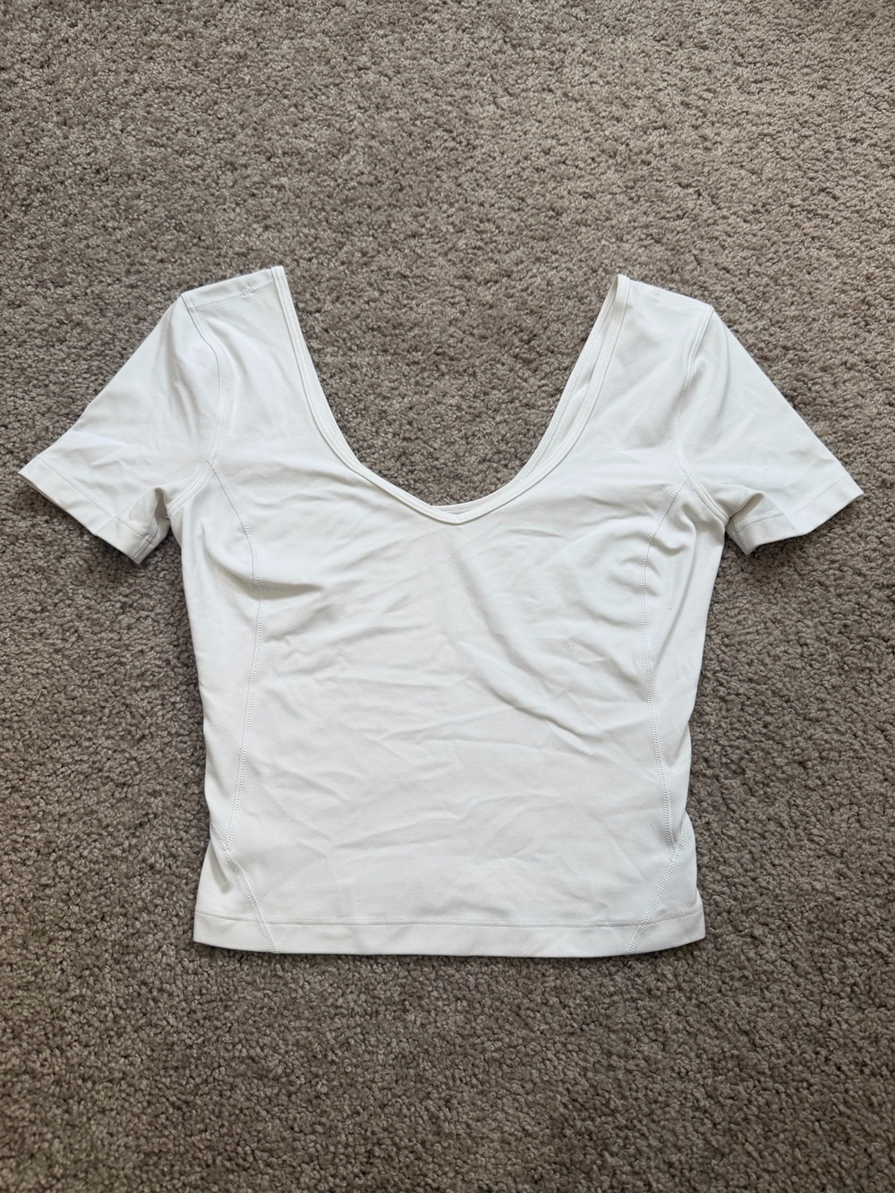White Lululemon Short sleeve deep v neck tee